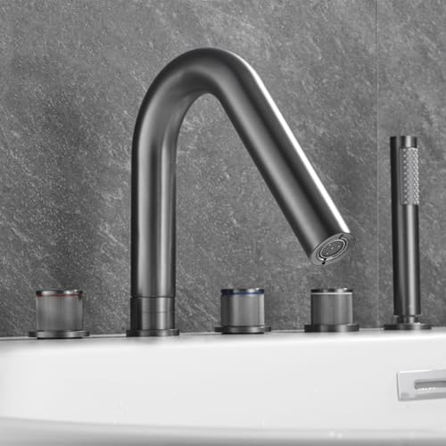 Badewannenarmatur mit Brause 360° Rotierender Schwanenhals Bad Dusch Armaturen Set Dual Modus,grau Badewannenarmatur mit Brause 360° Rotierender Schwanenhals Bad Dusch Armaturen Set Dual Modus,grau von XDSMB
