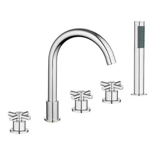 Badewannenarmatur mit Handbrause Chrom 360° Drehbar Wannenrand Dusch Armaturen Set aus Messing,VerChromt Badewannenarmatur mit Handbrause Chrom 360° Drehbar Wannenrand Dusch Armaturen Set aus Messing,VerChromt von XDSMB