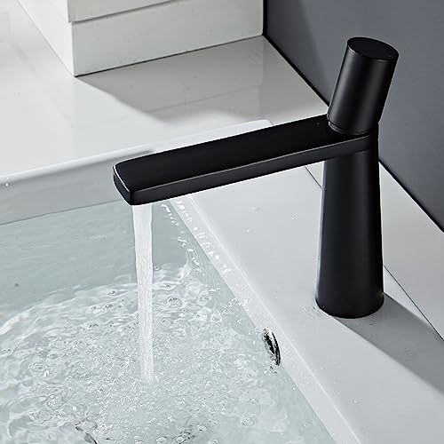 Badezimmer Wasserhahn 1 Loch G1/2'' Heiß- Und Kalt Waschtischarmatur mit Zugstange Für Unterbauwaschbecken,Schwarz von XDSMB