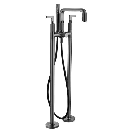 Freistehende Armatur Badewanne mit Handbrause 360° Drehbar Doppelgriff Freistehende Wannenarmatur Messing 2 Modus,grau Freistehende Armatur Badewanne mit Handbrause 360° Drehbar Doppelgriff Freistehende Wannenarmatur Messing 2 Modus,grau von XDSMB