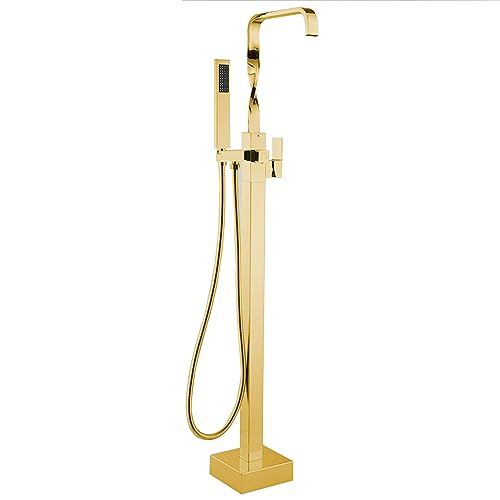 Freistehende Badewanne Armatur, Wasserfall Mit Hohem Auslauf Standarmatur Badewanne Freistehend, Messing Badewannen Amaturen,Gold von XDSMB