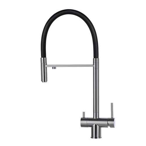 Küchenamaturenset Ausziehbar Osmose Wasserhahn 3 in 1 Flexibler Spültischarmatur Edelstahl,Gebürstet von XDSMB