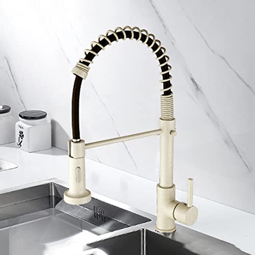 Küchenarmatur mit Brause Ausziehbar Heißer Und Kalter Armatur Küche 360° Schwenkbarer 2 Sprühmodi Wasserhahn Ausziehbar,Beige Küchenarmatur mit Brause Ausziehbar Heißer Und Kalter Armatur Küche 360° Schwenkbarer 2 Sprühmodi Wasserhahn Ausziehbar,Beige von XDSMB