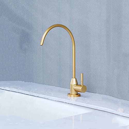 Spültischarmatur Küche Osmose Wasserhahn Kaltwasserhahn Edelstahlhahn mit 360° schwenkbar,Golden B Spültischarmatur Küche Osmose Wasserhahn Kaltwasserhahn Edelstahlhahn mit 360° schwenkbar,Golden B von XDSMB