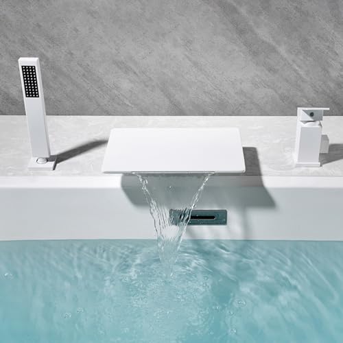 Wannenrand Armatur Badewanne mit Handbrause 3 Loch Einhebelmischer Wasserhahn Badewanne aus Kupfer,Weiß Wannenrand Armatur Badewanne mit Handbrause 3 Loch Einhebelmischer Wasserhahn Badewanne aus Kupfer,Weiß von XDSMB