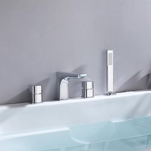 Wannenrand Armatur Badewanne mit Handbrause 4 Loch Dual Modus Bad Dusch Armaturen Set,Verchromt Wannenrand Armatur Badewanne mit Handbrause 4 Loch Dual Modus Bad Dusch Armaturen Set,Verchromt von XDSMB