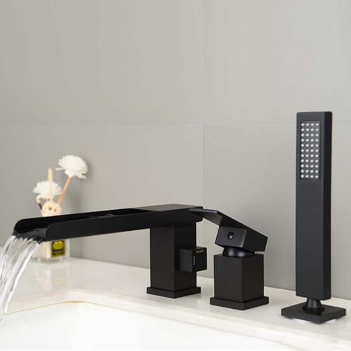 Wannenrandarmatur Wasserfall mit Brause 360° Rotierende Einhebel Wannenarmatur ink Handbrause und Brauseschlauch,Schwarz Wannenrandarmatur Wasserfall mit Brause 360° Rotierende Einhebel Wannenarmatur ink Handbrause und Brauseschlauch,Schwarz von XDSMB