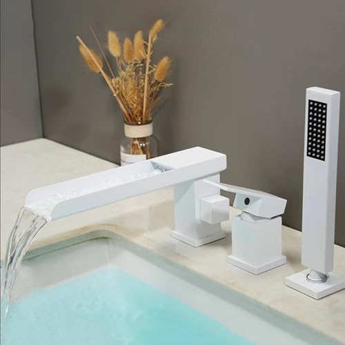 Wannenrandarmatur Wasserfall mit Brause 360° Rotierende Einhebel Wannenarmatur ink Handbrause und Brauseschlauch,Weiß Wannenrandarmatur Wasserfall mit Brause 360° Rotierende Einhebel Wannenarmatur ink Handbrause und Brauseschlauch,Weiß von XDSMB