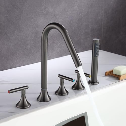 Wannenrandarmatur mit Brause 360° Drehbar 2 Modus Dusch Armaturen Set ink Handbrause Brauseschlauch 1.5m,grau Wannenrandarmatur mit Brause 360° Drehbar 2 Modus Dusch Armaturen Set ink Handbrause Brauseschlauch 1.5m,grau von XDSMB