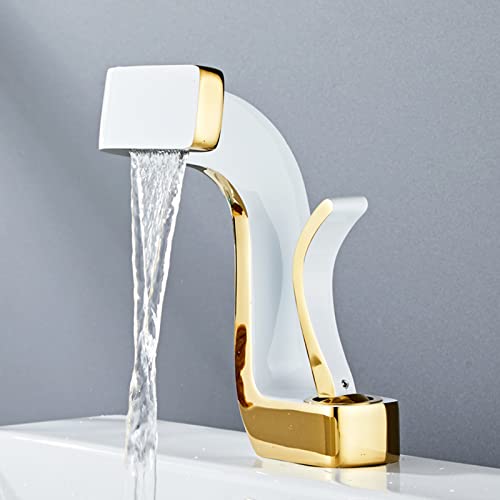 Waschbecken Armaturen Für bad Waschbeckenarmatur Warm Und Kalt Badezimmer Armatur,weiß+gold von XDSMB