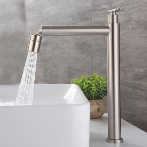Waschtischarmatur Hoch Bad Gebürstet mit Verlängerter Wasserauslass 2 Modus Wasserhahn Kaltwasser für Gäste Wc Hoch Waschtischarmatur Hoch Bad Gebürstet mit Verlängerter Wasserauslass 2 Modus Wasserhahn Kaltwasser für Gäste Wc Hoch von XDSMB