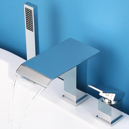 Wasserfall Armatur Badewanne Chrom 3 Loch Wannenrand Badewannenarmatur mit Handbrause und Brauseschlauch,Verchromt Wasserfall Armatur Badewanne Chrom 3 Loch Wannenrand Badewannenarmatur mit Handbrause und Brauseschlauch,Verchromt von XDSMB