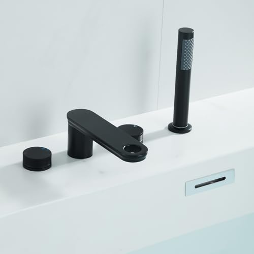 Wasserfall Armatur Badewanne mit Dusche 360° Drehbar Dual Modus Wannenrandarmatur aus Messing,Schwarz Wasserfall Armatur Badewanne mit Dusche 360° Drehbar Dual Modus Wannenrandarmatur aus Messing,Schwarz von XDSMB