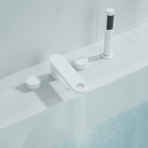 Wasserfall Armatur Badewanne mit Dusche 360° Drehbar Dual Modus Wannenrandarmatur aus Messing,Weiß Wasserfall Armatur Badewanne mit Dusche 360° Drehbar Dual Modus Wannenrandarmatur aus Messing,Weiß von XDSMB