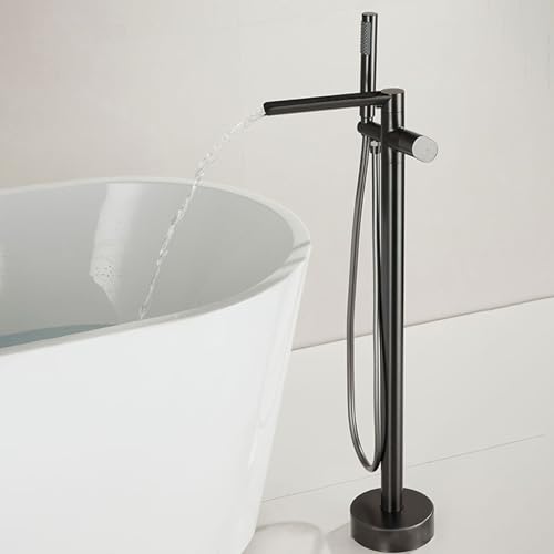 Wasserfall Freistehende Badewanne Armatur 360° Rotation Dual Modus Einhebelmischer Dusche mit Handbrause,grau Wasserfall Freistehende Badewanne Armatur 360° Rotation Dual Modus Einhebelmischer Dusche mit Handbrause,grau von XDSMB