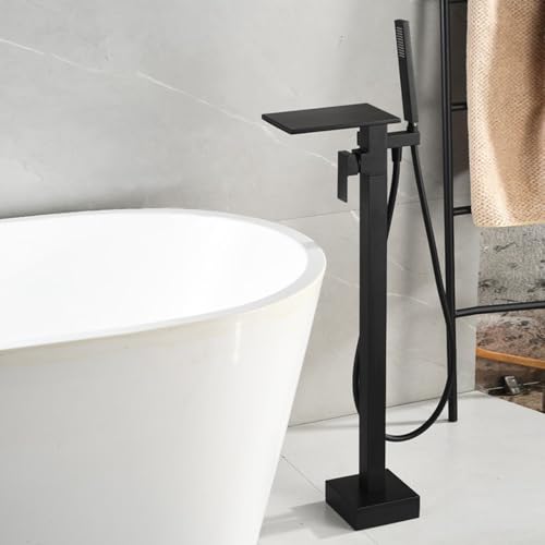 Wasserfall Freistehende Badewanne Armatur mit Handbrause Einzelloch 2 Modus Wannenarmatur Wasserfall aus Messing,Schwarz Wasserfall Freistehende Badewanne Armatur mit Handbrause Einzelloch 2 Modus Wannenarmatur Wasserfall aus Messing,Schwarz von XDSMB