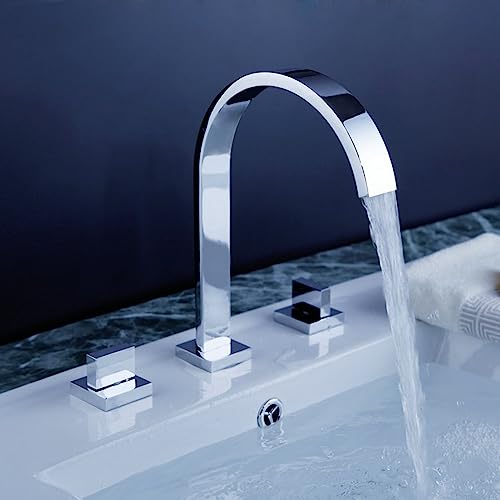 Wasserfall Wasserhahn Bad Verchromt Heißer Und Kalter Waschtisch-Dreilochbatterie Messing Wasserfall-Wasserhahn Wasserfall Wasserhahn Bad Verchromt Heißer Und Kalter Waschtisch-Dreilochbatterie Messing Wasserfall-Wasserhahn von XDSMB