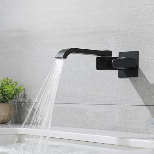 XDSMB Kaltwasser Armaturen Wand Schwarz 180° Rotierende Waschbeckenarmatur Bad Wasserfall aus Messing,Schwarz XDSMB Kaltwasser Armaturen Wand Schwarz 180° Rotierende Waschbeckenarmatur Bad Wasserfall aus Messing,Schwarz von XDSMB