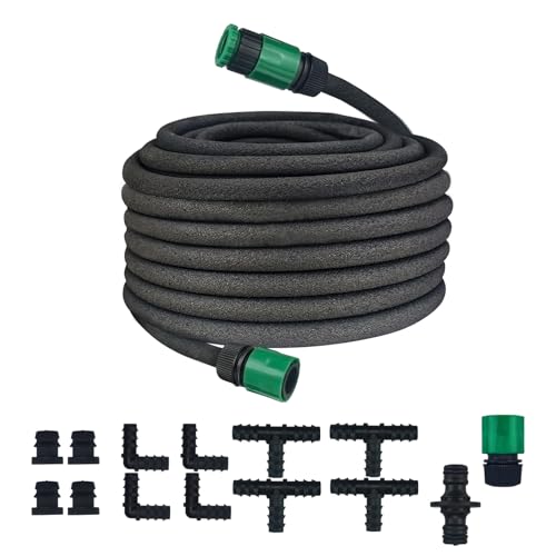 Poröser Bewässerungsschlauch für Gärten – 3-in-1 Tropf-/Einweich-/Streubewässerung, effizientes Gartenbewässerungssystem für Rasen, Blumenbeete, Terrassenpflanzen (50 m) von XDTIME
