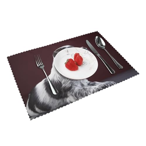 Cocker Spaniel Welpe Schwarz Weiß Spaniel,Tischsets, 4er Set, waschbar, Platzsets für Esstisch, hitzebeständig, Tablettmatten, 30x45 cm von XDVPALNE