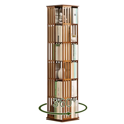 XDXINY Drehbares Bücherregal, um 360° drehbares Bücherregal, bodenstehendes Aufbewahrungsregal, das in Schlafzimmern, Wohnzimmern, Arbeitszimmern und Büros verwendet Wird (Brown, 37×37×178CM) von XDXINY