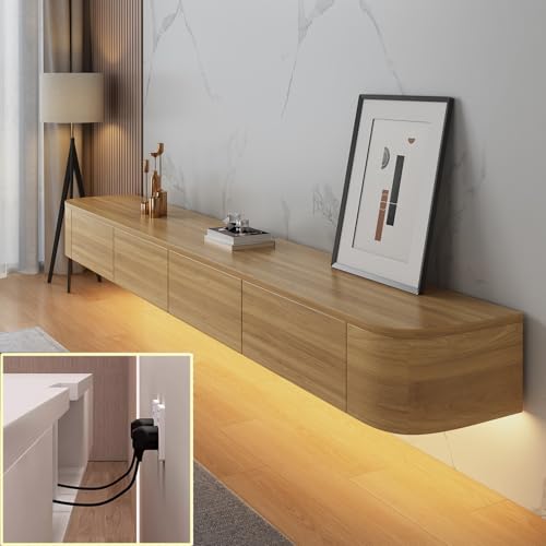 XDXINY TV-Medienkonsole, schwimmender TV-Schrank, Wandmontage, TV-Schrank, mehrere große Aufbewahrung, TV-Bank unter dem TV-Lowboard mit Schubladen, Router-Halterung (Holzfarbe + LED, 120 x 20 x 24 cm XDXINY TV-Medienkonsole, schwimmender TV-Schrank, Wandmontage, TV-Schrank, mehrere große Aufbewahrung, TV-Bank unter dem TV-Lowboard mit Schubladen, Router-Halterung (Holzfarbe + LED, 120 x 20 x 24 cm von XDXINY