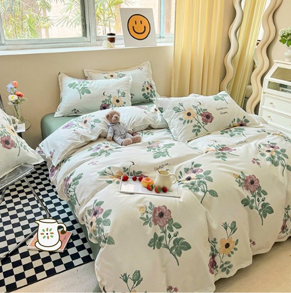 Bettwäsche Bettwäsche 3/4telig - Bettbezüge mit Fasern Gebürstet Set, XDeer, 4 teilig, mit Kissenbezüge,Bettwäsche-Sets mit Reißverschluss Größen von XDeer