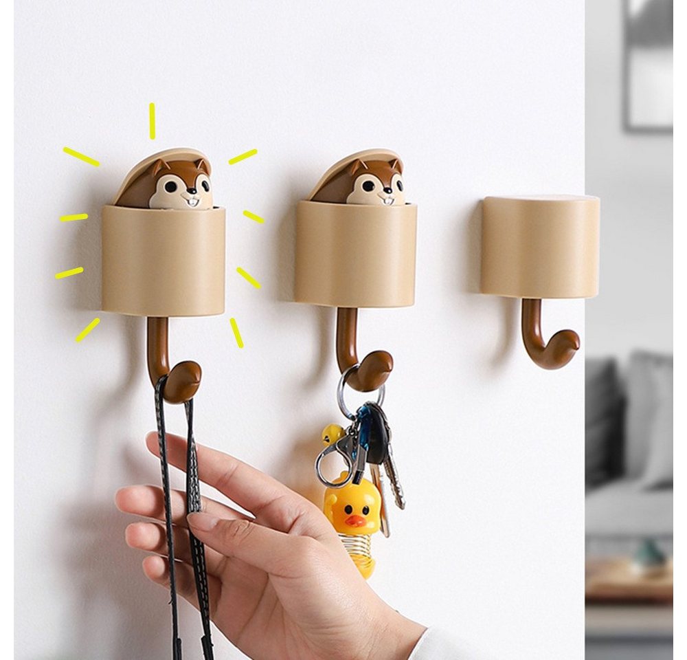 Gardinenhaken 3/4 PCS Wandhaken Selbstklebend,Wandhaken Kinder,Vielseitige Haken, XDeer, (3-St), Abzieh- Und Klebe-Technologie,Tiere Key Hooks For Home, Kitchen von XDeer