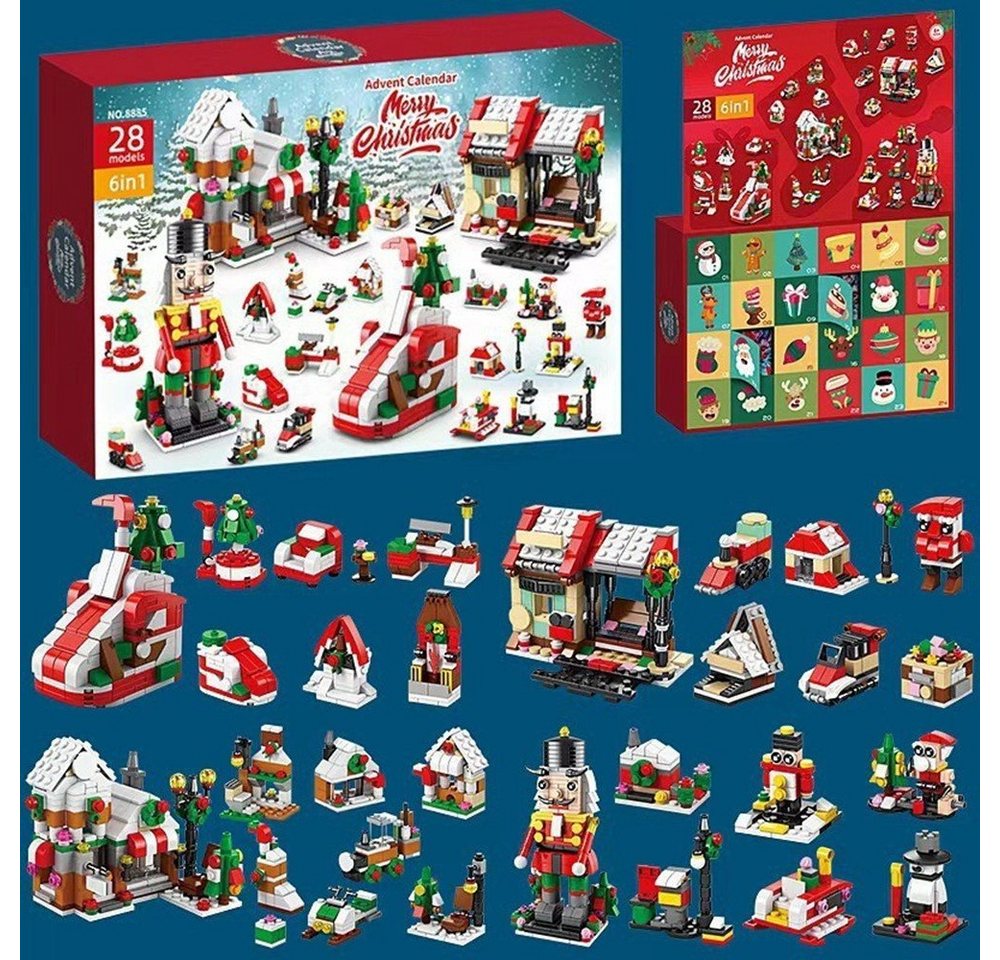 XDeer Adventskalender Adventskalender Bauspielzeug,Weihnachtsspielzeug mit 24 Geschenke, mit 24 Weihnachts-STEM-Bausteinen,beste Geschenke für Kinder von XDeer