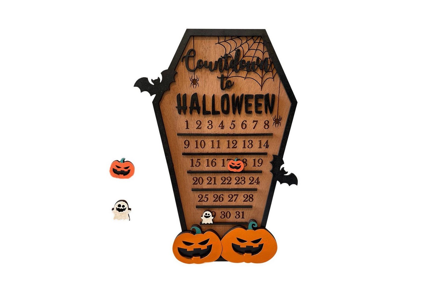 XDeer Adventskalender Holz Halloween Adventskalender 2023 Halloween Deko,Halloween Countdown, Kalender für die kommenden 31 Tage Halloween Party Heimdekor von XDeer