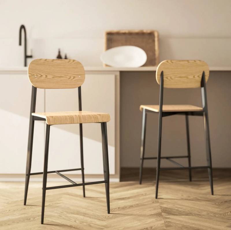 XDeer Barhocker 2er-Set Barhocker, Esszimmerstuhl, Barstühle, mit Rückenlehne und Metallgestell von XDeer