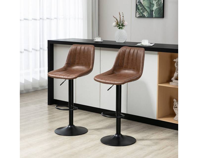 XDeer Barhocker 2er Set Barhocker mit Fußring Höhenverstellbare Tresenhocker, Bistrohocker Esszimmerstuhl für Küche & Bar Braun von XDeer