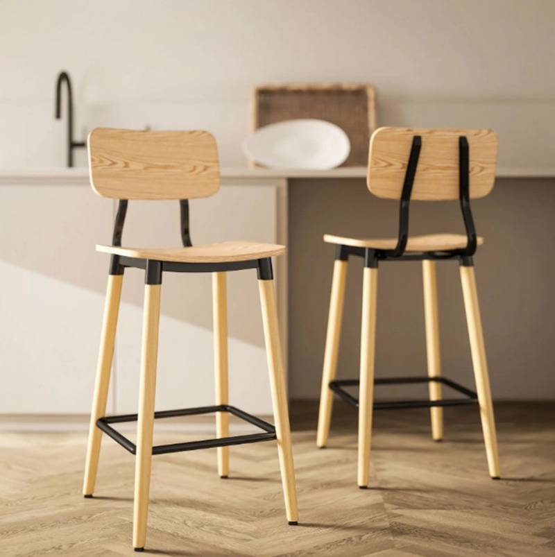 XDeer Barhocker 2er-Set Barhocker mit Rückenlehne, Barstühle für, für Hausbar, Kücheninsel, Esszimmer, Holz von XDeer