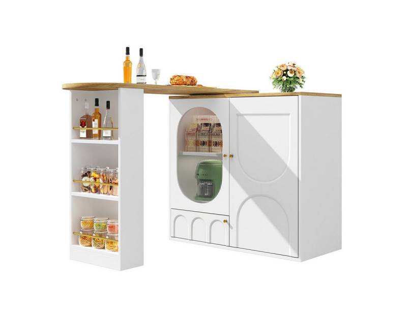 XDeer Bartisch Bartisch mit Stauraum 360° Drehbarer Stehtisch Kücheninsel, Hochtisch Küchentisch 138 x 39 x 102 cm Weiß von XDeer
