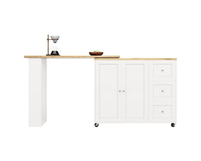 XDeer Bartisch Bartisch mit drei Schubladen Snackhalter 360° Drehbarer, Bistrotisch Stehtisch Kücheninsel Hochtisch Küchentisch von XDeer