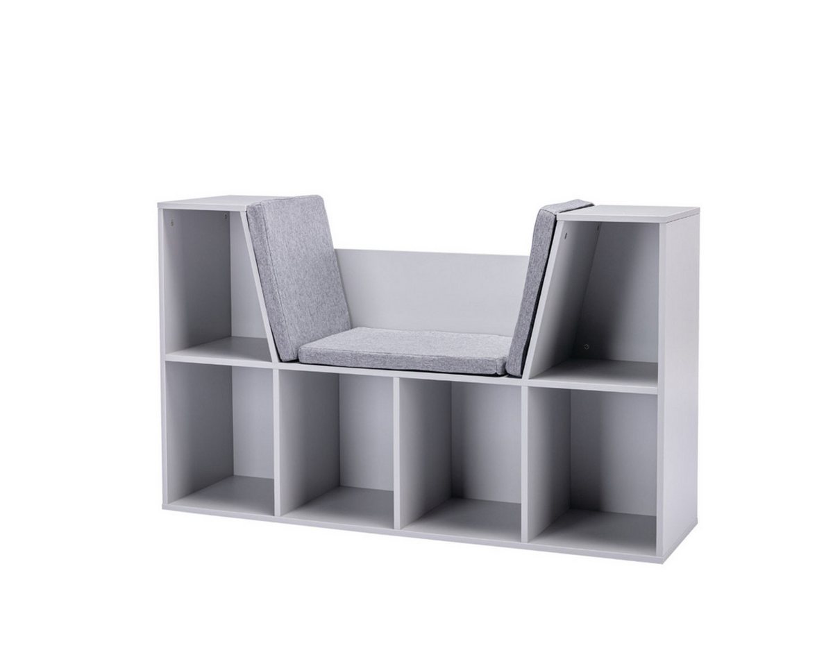 XDeer Bücherregal Kinderregal mit 6 Fächern Sitztruhe und 3 Kissen Bücherregal, Kinderbank Spielzeugkiste ab 3 Jahren 103 x 30 x 62 cm von XDeer