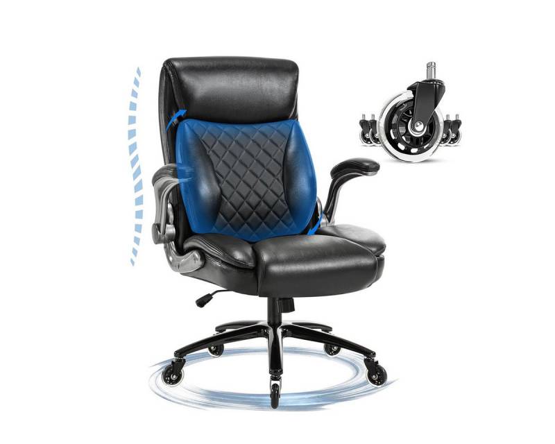 XDeer Bürostuhl Chefsessel mit Hochklappbaren Armlehnen PU Leder Ergonomischer, Computerstuhl Bürostuhl Schreibtischstuhl Schwarz von XDeer