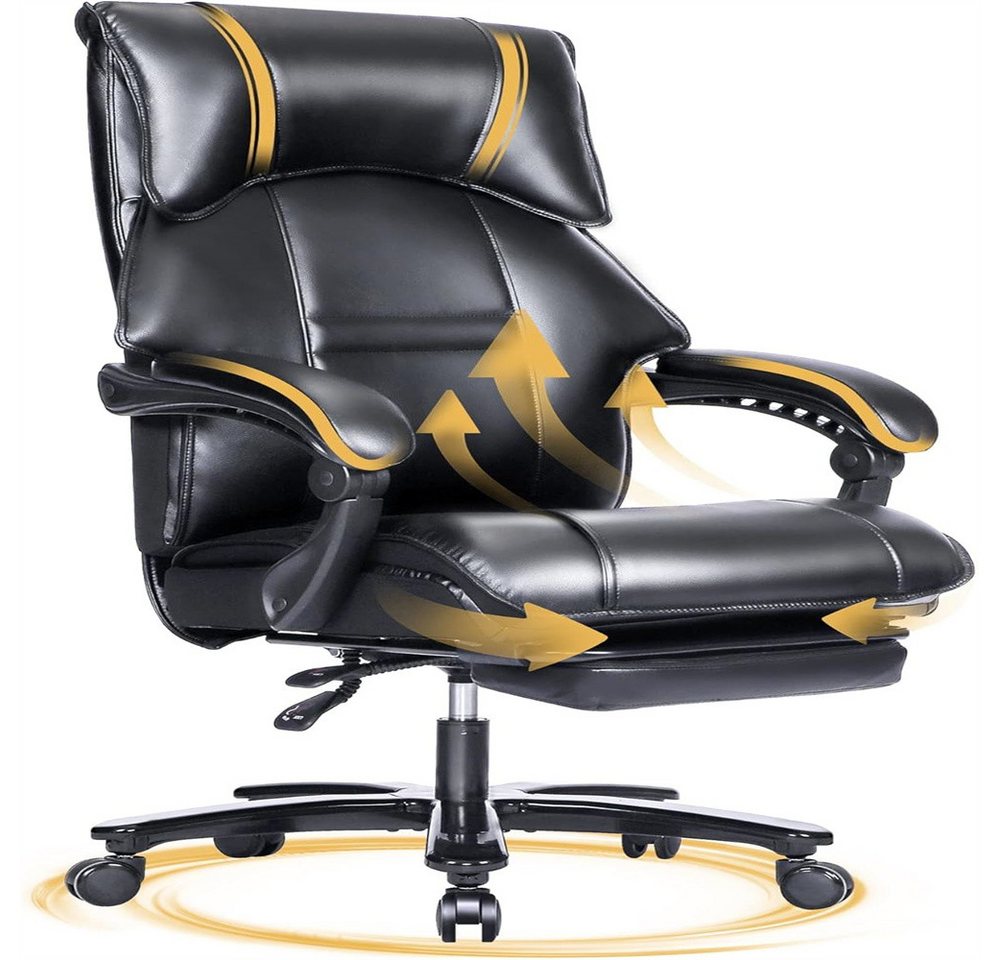 XDeer Bürostuhl Office chair 200KG Elasticated footrest with footrest, Leather Back ConnectingDesk Swivel Chair Heavy duty metal frame von XDeer
