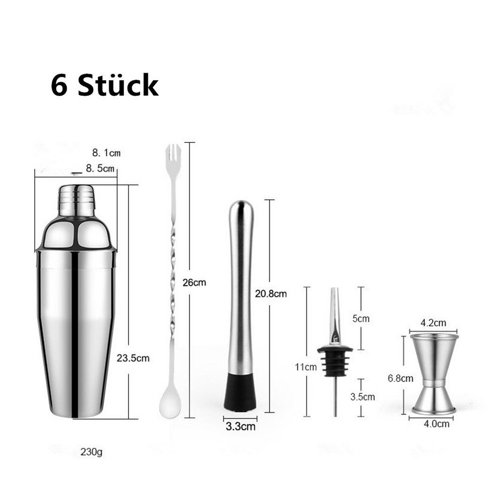 XDeer Cocktailsessel Cocktail Set,Barkeeper Set, Edelstahl Cocktail Mixer Set, (6-St), Cocktailshaker Edelstahl, Cocktail Shaker Set,Bartender Set von XDeer