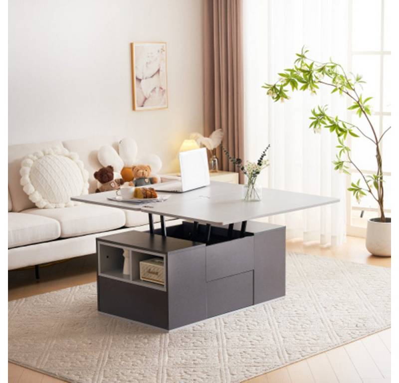 XDeer Couchtisch Couchtisch - Tischplatte öffnet sich zu 2 Tischen, Wohnzimmermöbel, Büro Esstisch Beistelltisch Multifunktionstisch von XDeer
