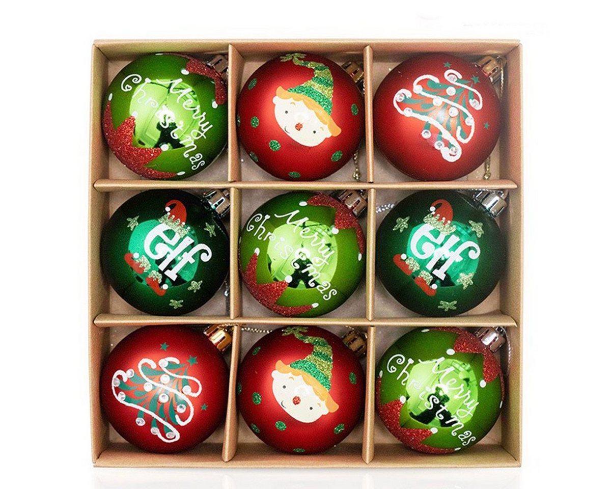 XDeer Dekohänger 9 Stück Weihnachtskugeln Christbaumschmuck mit Motiv, Anfangsbuchstabe Weihnachtsdeko Set von XDeer