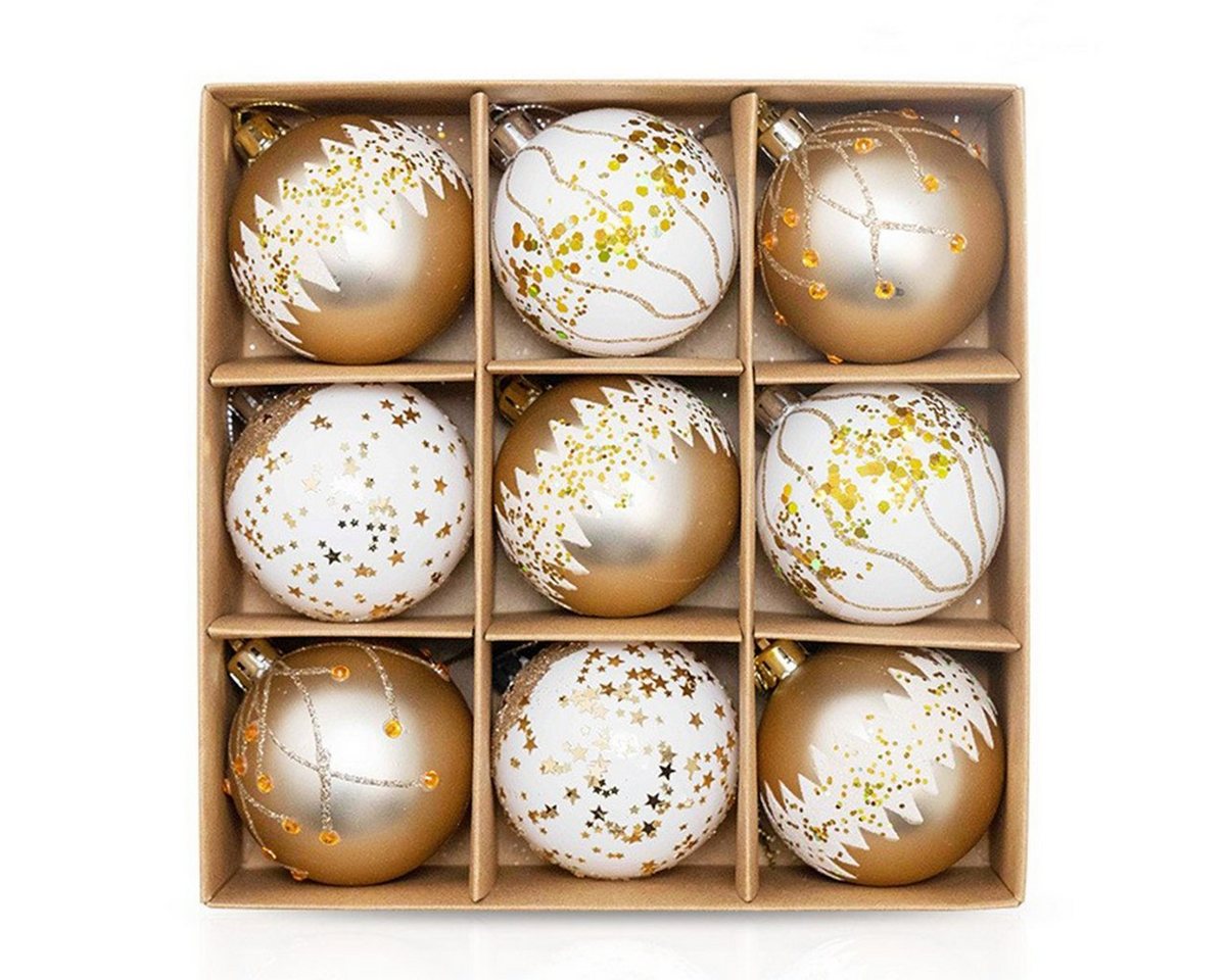 XDeer Dekohänger 9 Stück Weihnachtskugeln Christbaumschmuck mit Motiv, Anfangsbuchstabe Weihnachtsdeko Set von XDeer