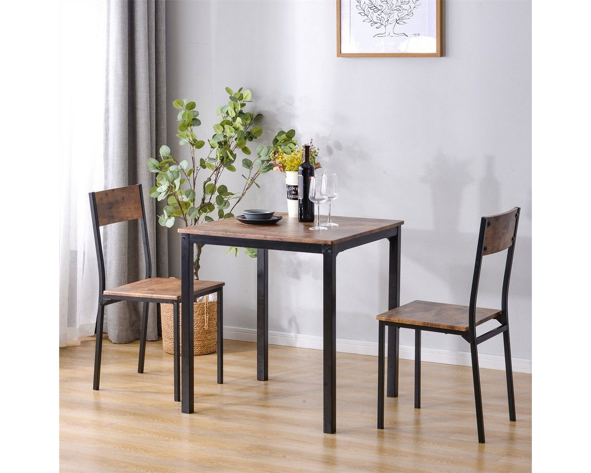 XDeer Esstisch 3-teilig Essgruppe Bartisch mit 2 Stühlen,Sitzgruppe Küchentisch, Holztisch Esstischset im Industrial-Look Einfache Montage von XDeer