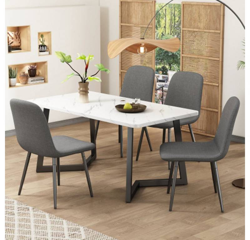 XDeer Esstisch Essgruppe, (5-tlg),Esstisch mit 4 Stühlen Küchentisch Set, Esszimmerstühle in modernem Design mit Rückenlehne von XDeer