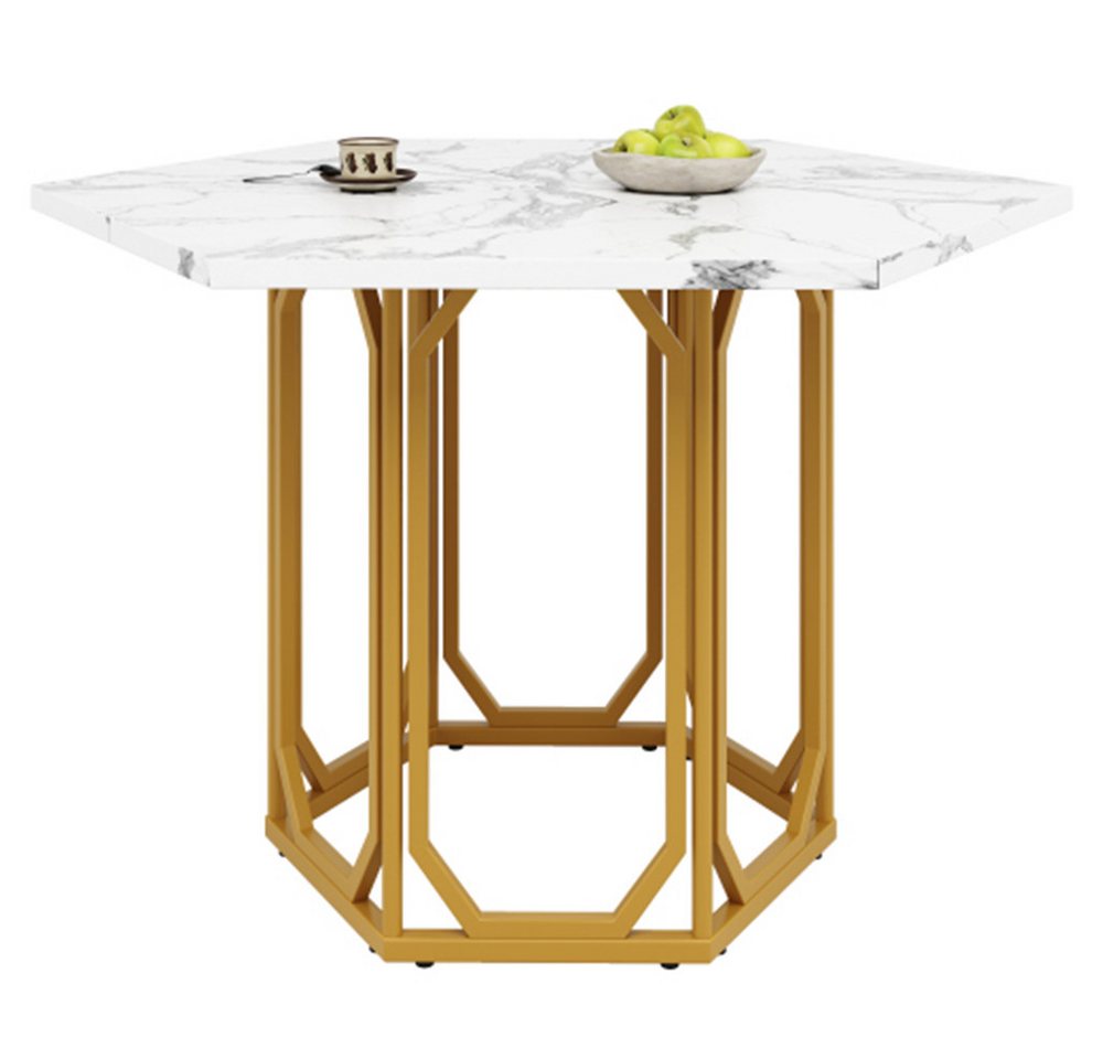 XDeer Esstisch Esstisch,Sechseckiger Küchentisch,Bartisch, Frühstückstisch Metallbeine Marmormuster von XDeer