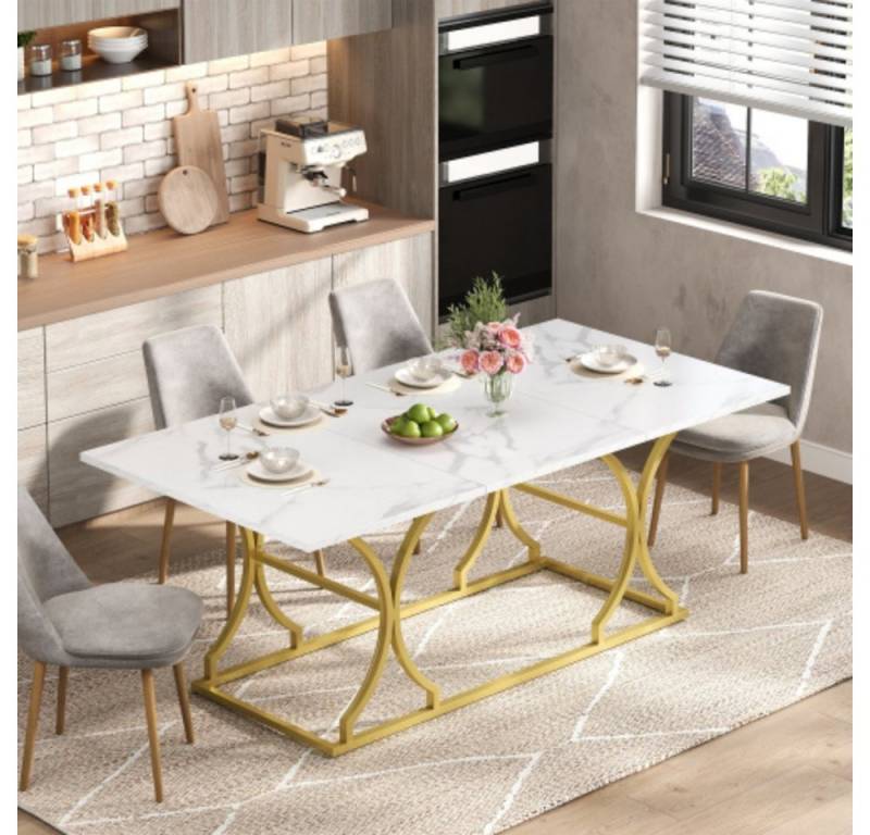 XDeer Esstisch Esstisch,modernes Design Küchentisch,2,5cm dicke Tischplatte, mit verstellbaren Gleitern, für Wohnzimmer 200×80cm von XDeer