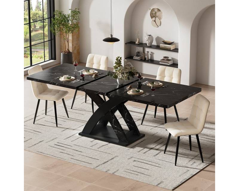 XDeer Esstisch Esstisch Ausziehbarer Küchentisch 120–160 cm Platz für, bis zu 6 Personen Esszimmertisch Schwarz von XDeer