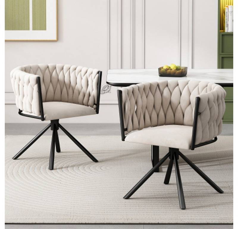 XDeer Esszimmerstuhl 2er set Esszimmerstuhl,Wohnzimmer-Schlafzimmer-Drehstuhl, Freizeit-Drehstuhl mit vier Stützbeinen aus Metall von XDeer