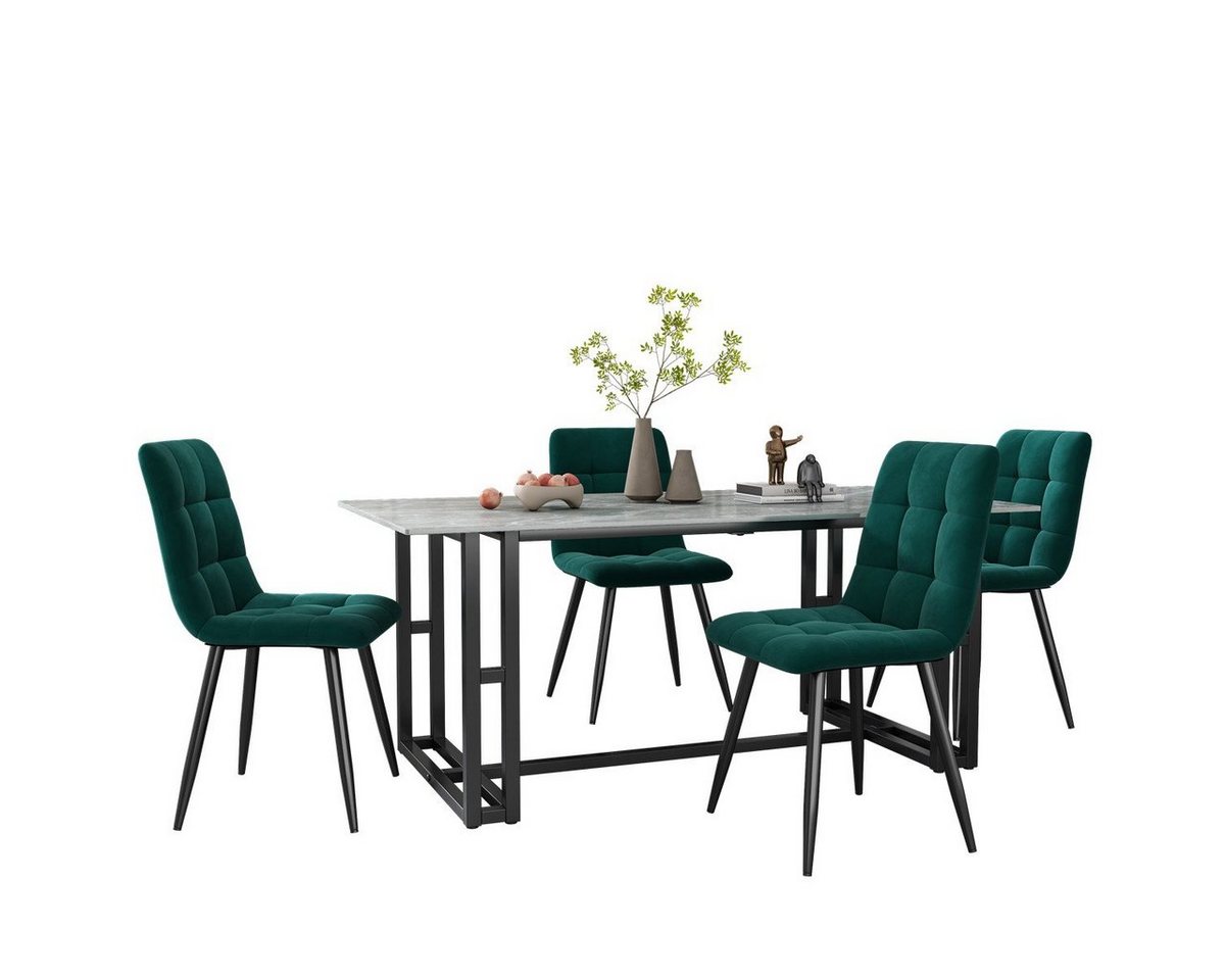 XDeer Esszimmerstuhl 4er Set Esszimmerstühle,Polsterstuhl Küchenstuhl mit Rückenlehne, Sitzfläche aus Samt Gestell aus Metall,Leicht zu montieren von XDeer