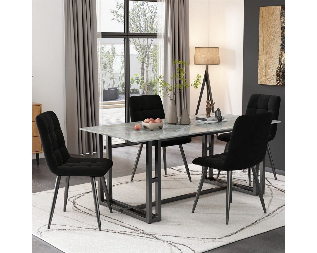 XDeer Esszimmerstuhl 4er Set Esszimmerstühle,Polsterstuhl Küchenstuhl mit Rückenlehne, Sitzfläche aus Samt Gestell aus Metall,Leicht zu montieren von XDeer